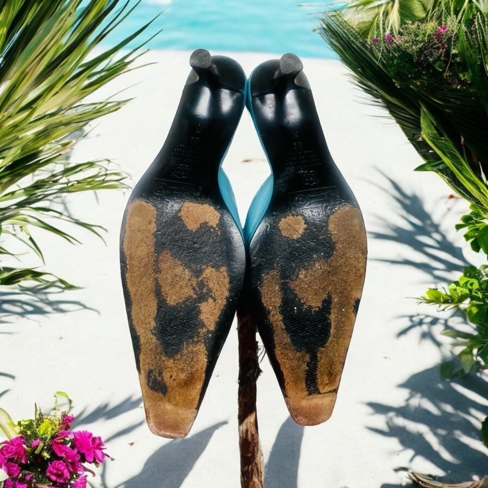 Icon Wearable Art Teal Green Mules Slides Shoes 8.5 - Picture 11 of 14